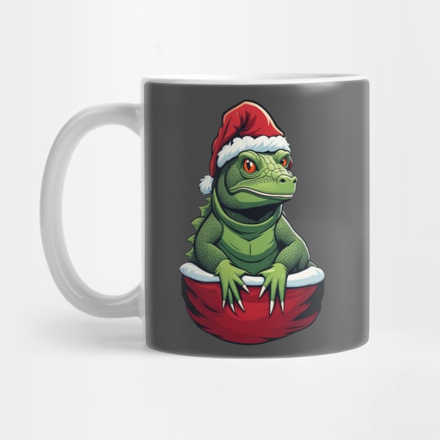 Lizard in santa hat christmas pocket design by Edgi